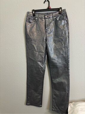 INC International Concepts Metallic Silver Straight-Leg Jeans